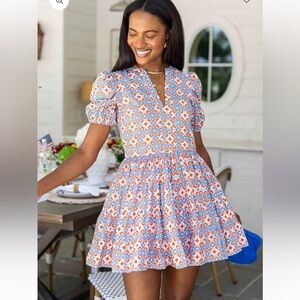 NWT English factory || print puff sleeve mini dress